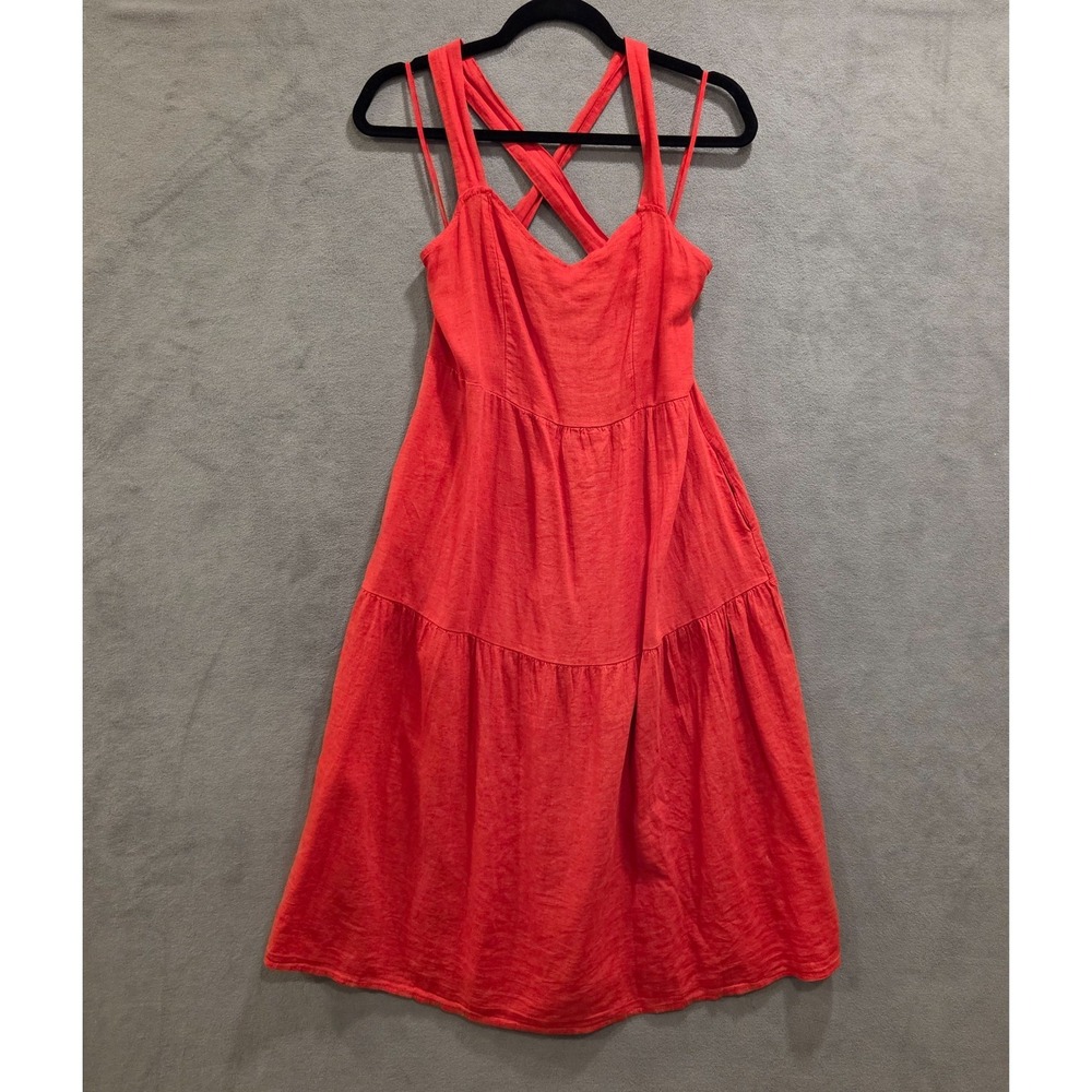 Valentina Naldi Boho Tiered Midi Dress Women's Size Small Linen Blend Italy